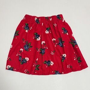 Lil' 66 Girls Red Floral Corduroy Skirt 3T Toddler Fall‎ Winter Outfit Cotton